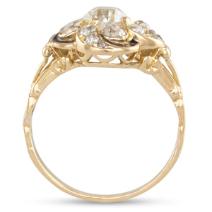 Antique Diamond Ring with Enamel