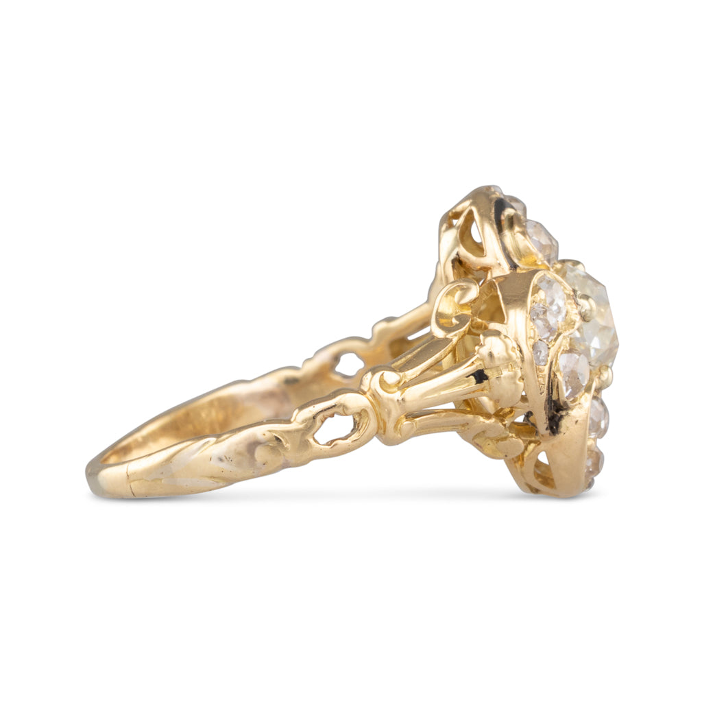 Antique Diamond Ring with Enamel