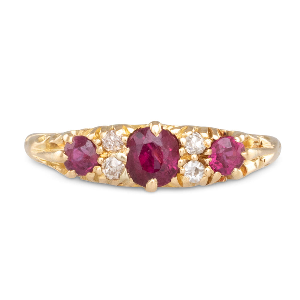 Ruby & Diamond Half Hoop Ring