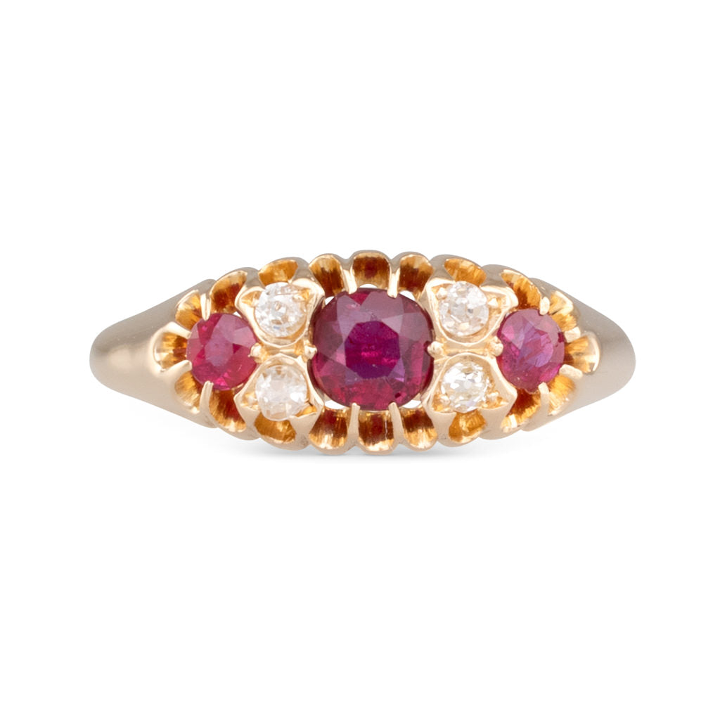 Ruby & Diamond Half Hoop Ring