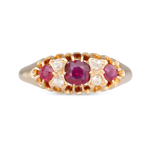 Ruby & Diamond Half Hoop Ring