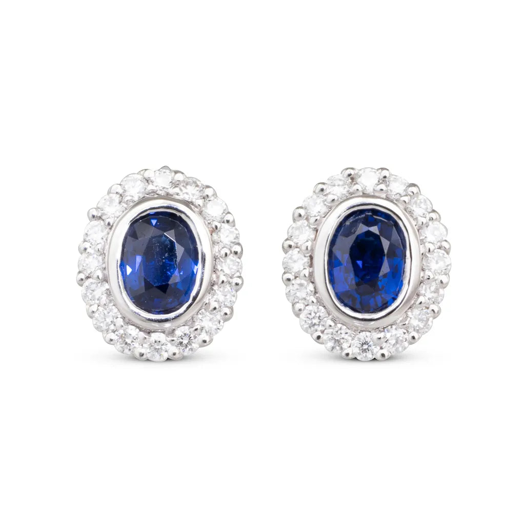 Oval Sapphire and Diamond Earrings