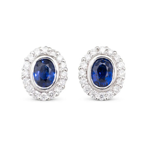 Oval Sapphire and Diamond Earrings