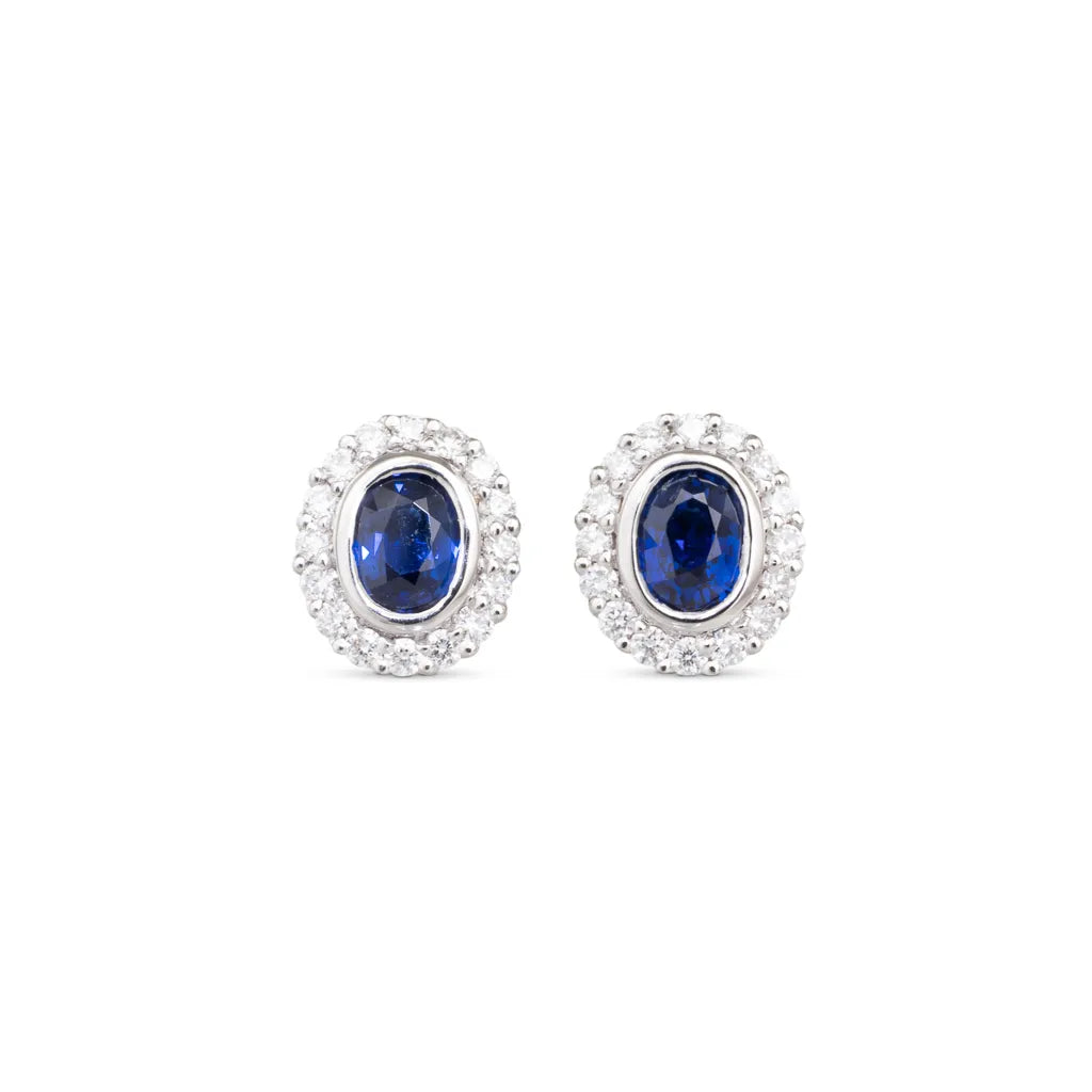 Oval Sapphire and Diamond Earrings
