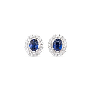Oval Sapphire and Diamond Earrings