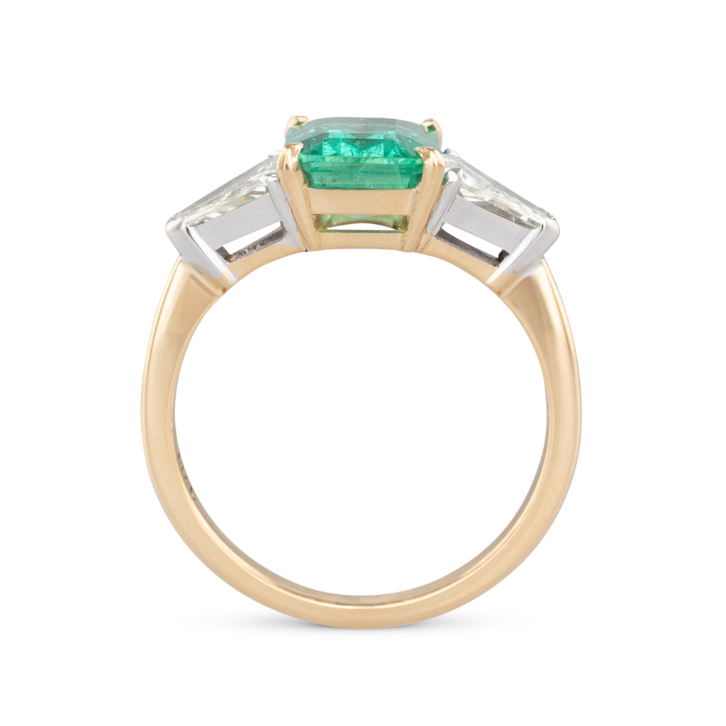 Emerald & Diamond Three Stone Ring