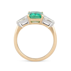 Emerald & Diamond Three Stone Ring