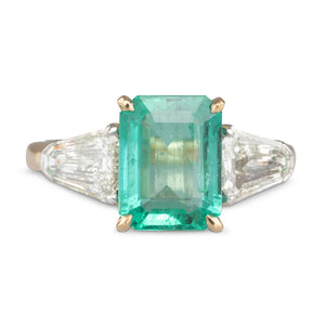 Emerald & Diamond Three Stone Ring