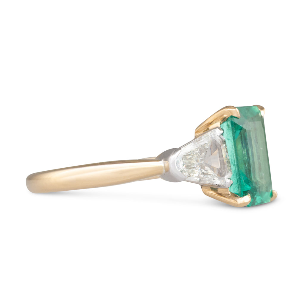 Emerald & Diamond Three Stone Ring