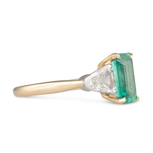 Emerald & Diamond Three Stone Ring