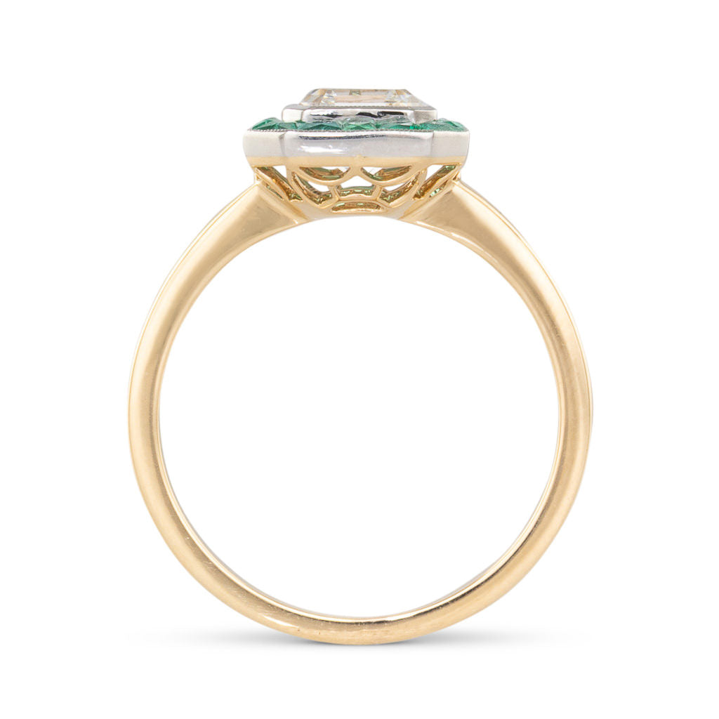 Asscher Diamond and Emerald Ring