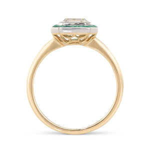 Asscher Diamond and Emerald Ring