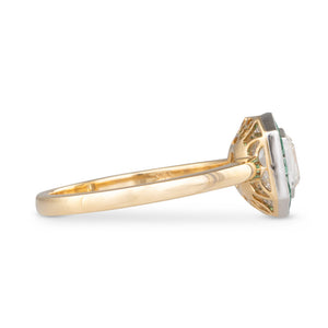 Asscher Diamond and Emerald Ring