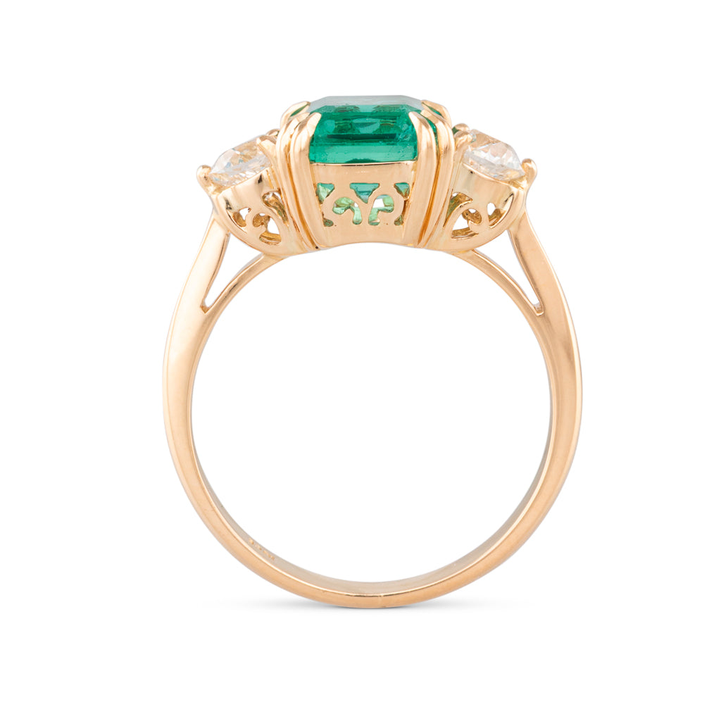 Zambian Emerald & Diamond Ring
