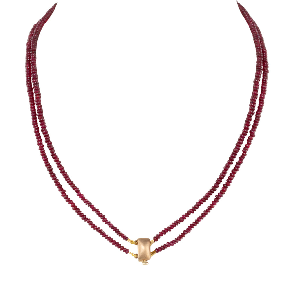 Double Strand of Ruby Beads
