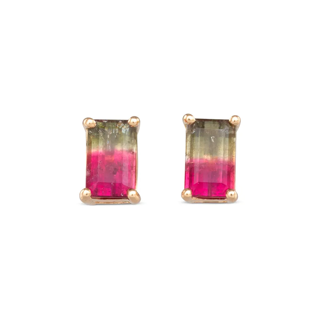 Bi Colour Tourmaline Stud Earrings