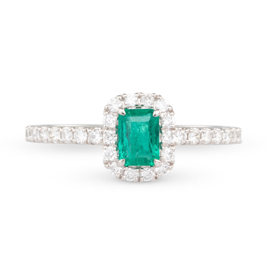 Emerald and Diamond Cluster Ring