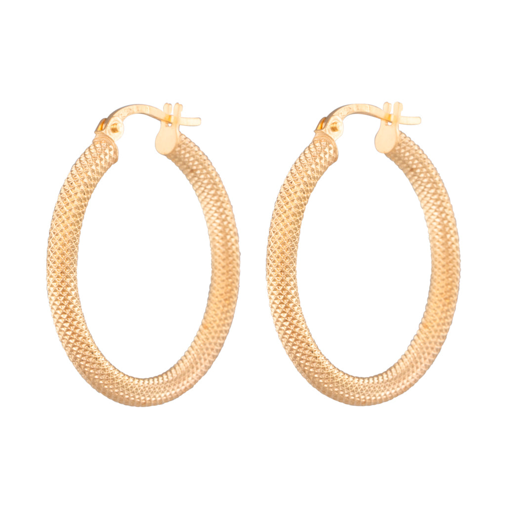 9ct Textured Hoop Earrings
