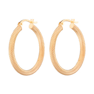 9ct Textured Hoop Earrings