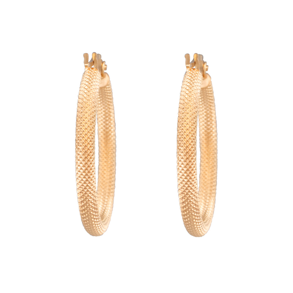 9ct Textured Hoop Earrings