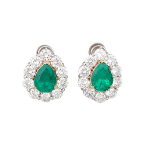 Emerald & Diamond Cluster Earrings