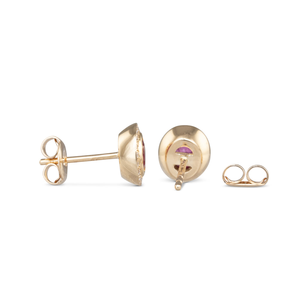 Oval Ruby and Diamond Earrings