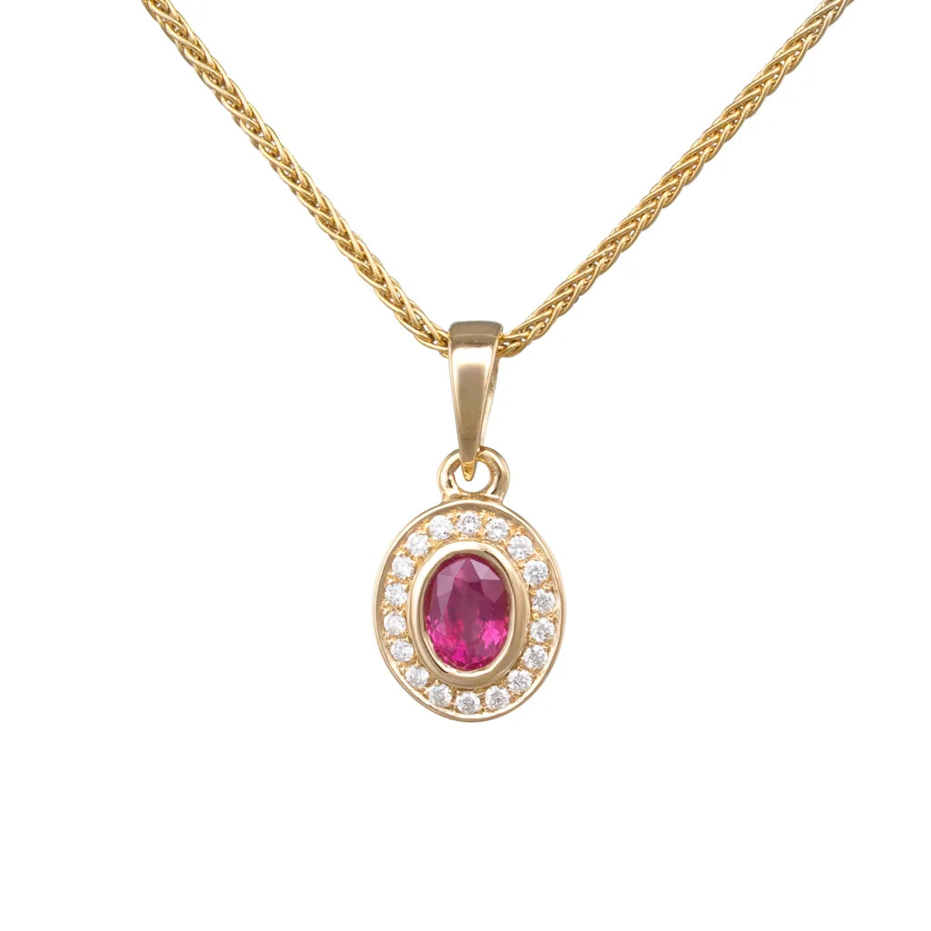 Oval Ruby and Diamond Pendant
