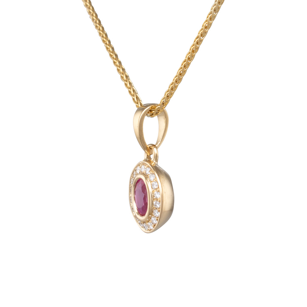Oval Ruby and Diamond Pendant