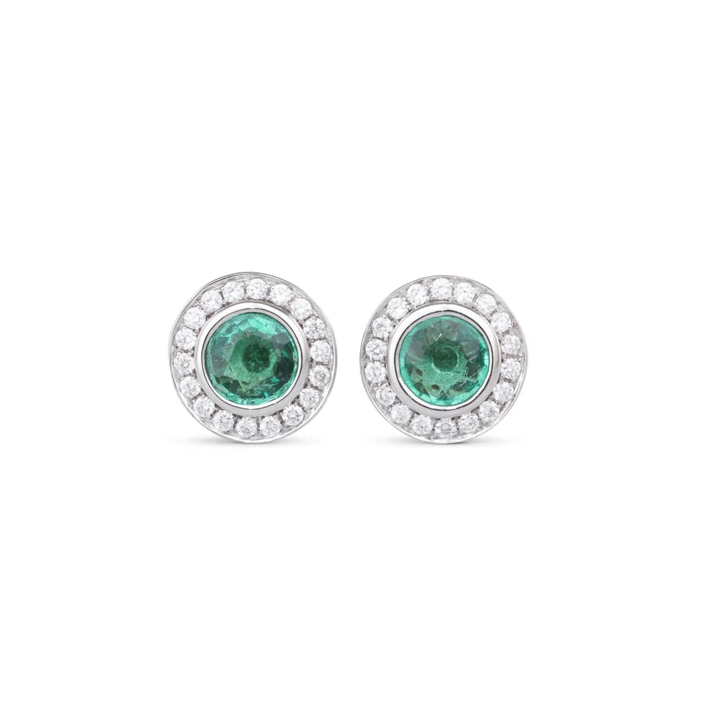 Emerald and Diamond Studs