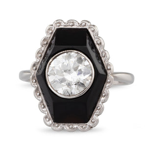 French Onyx and Diamond Ring
