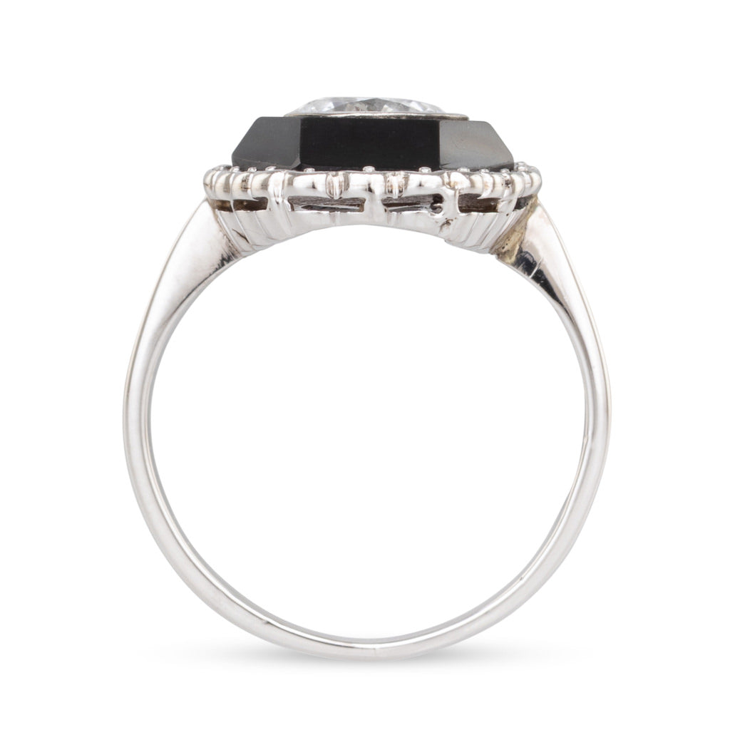French Onyx and Diamond Ring