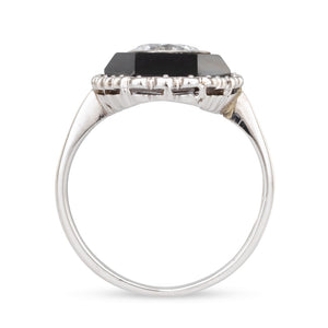French Onyx and Diamond Ring