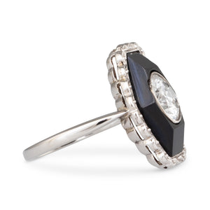 French Onyx and Diamond Ring