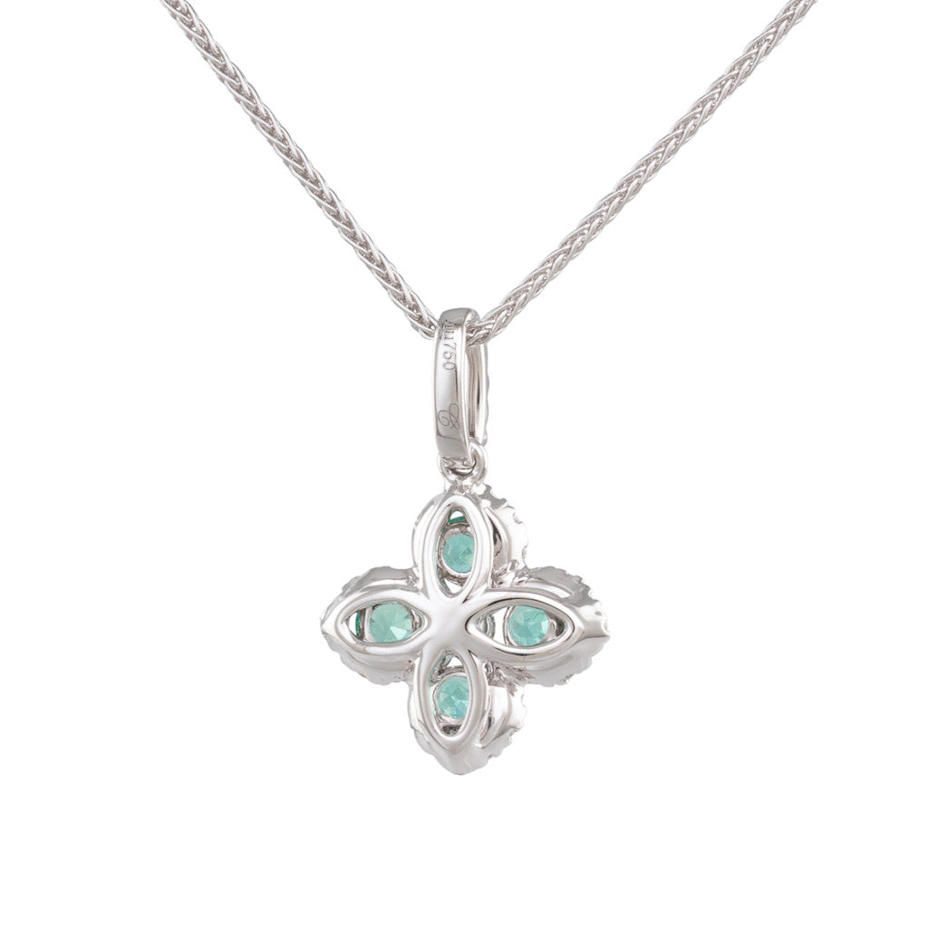 Emerald & Diamond Flower Pendant