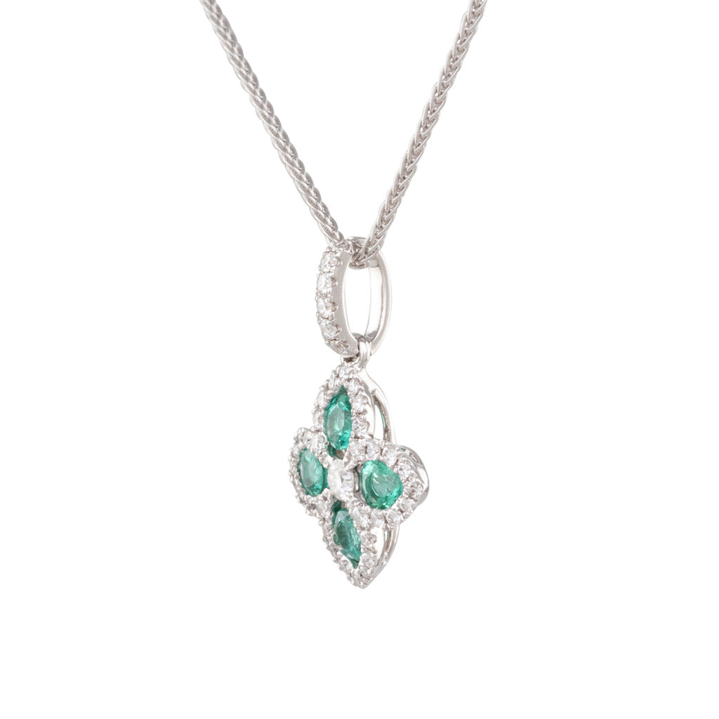 Emerald & Diamond Flower Pendant