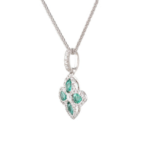 Emerald & Diamond Flower Pendant