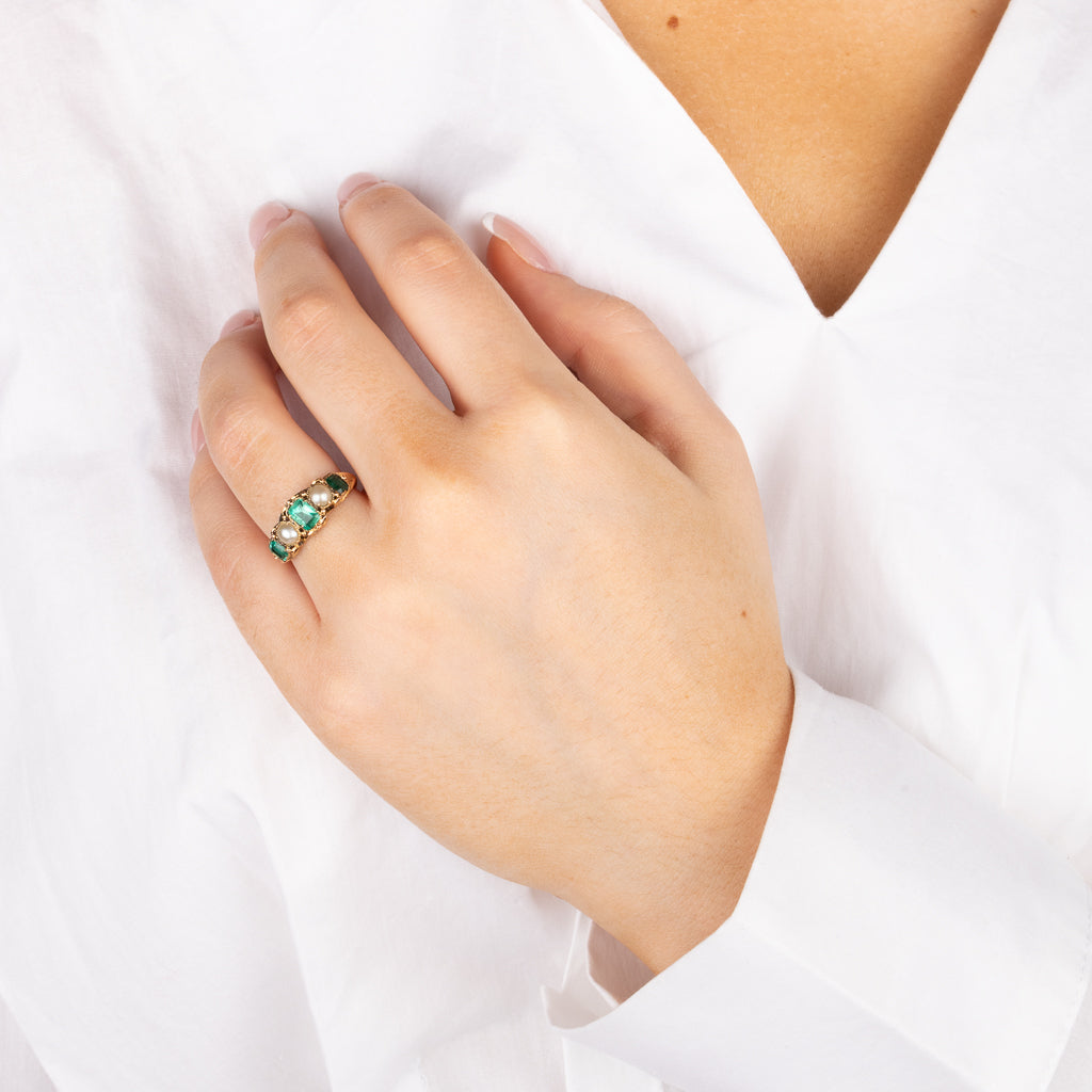 Antique Emerald and Pearl Ring