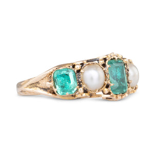 Antique Emerald and Pearl Ring