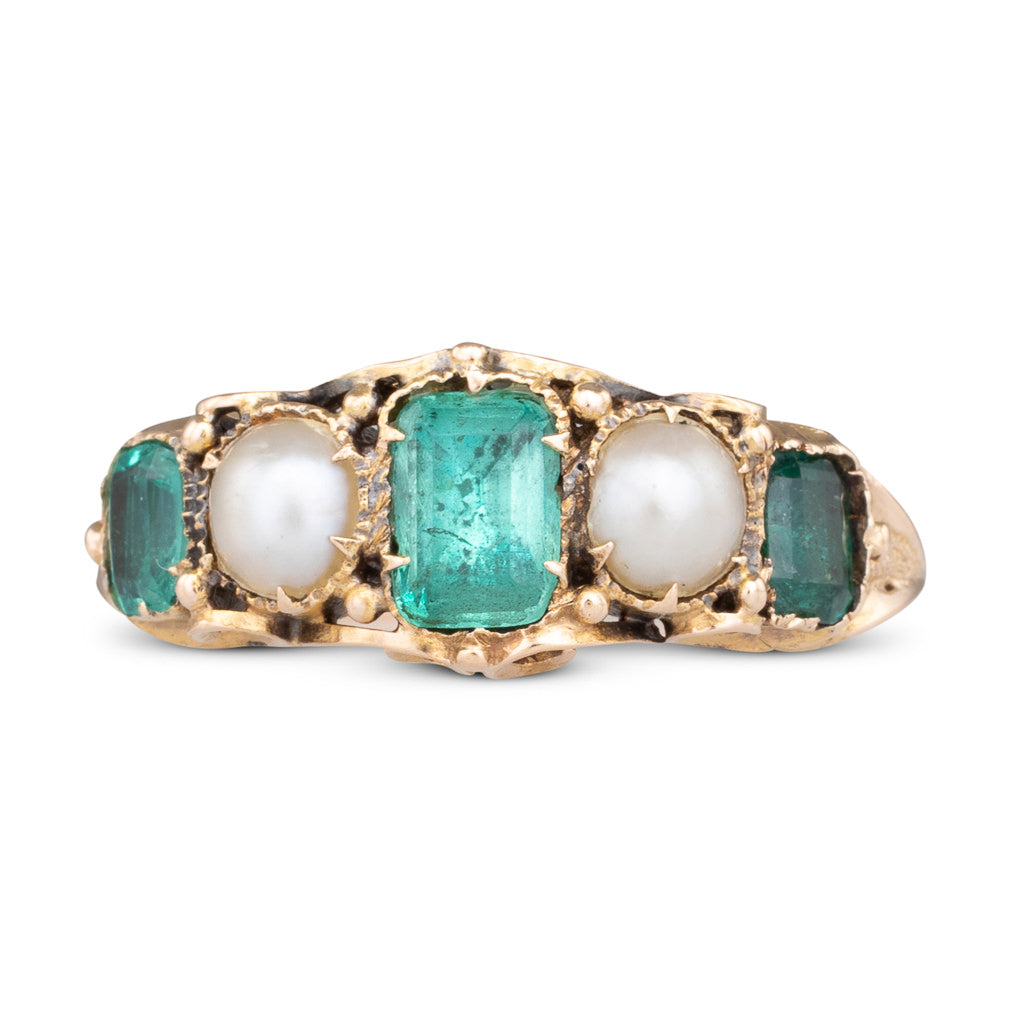 Antique Emerald and Pearl Ring