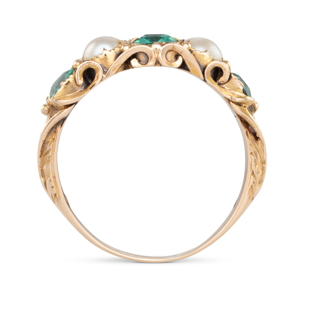 Antique Emerald and Pearl Ring