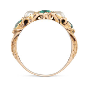 Antique Emerald and Pearl Ring