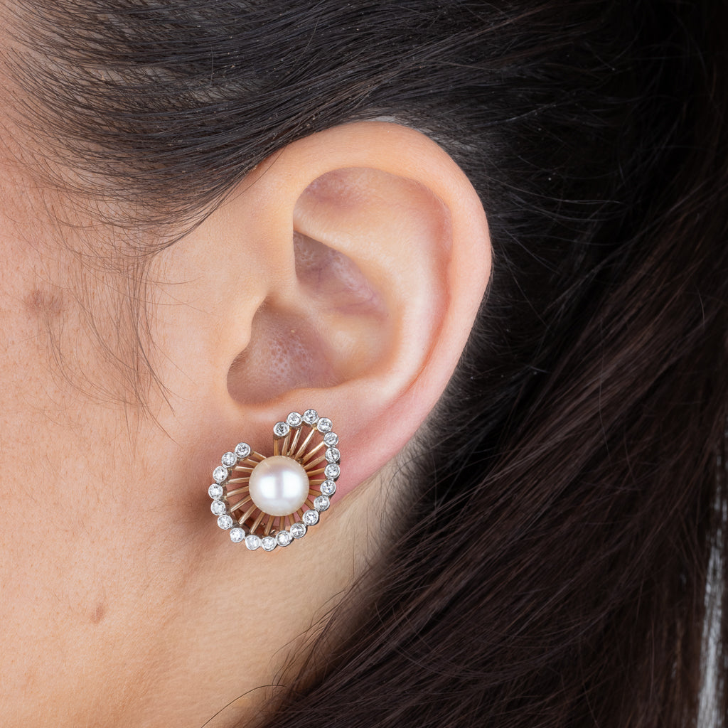 Diamond and Pearl Earrings