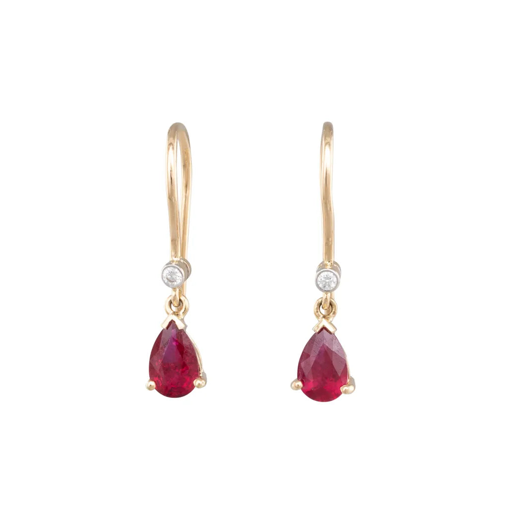 Pear Cut Ruby Drop Earrings
