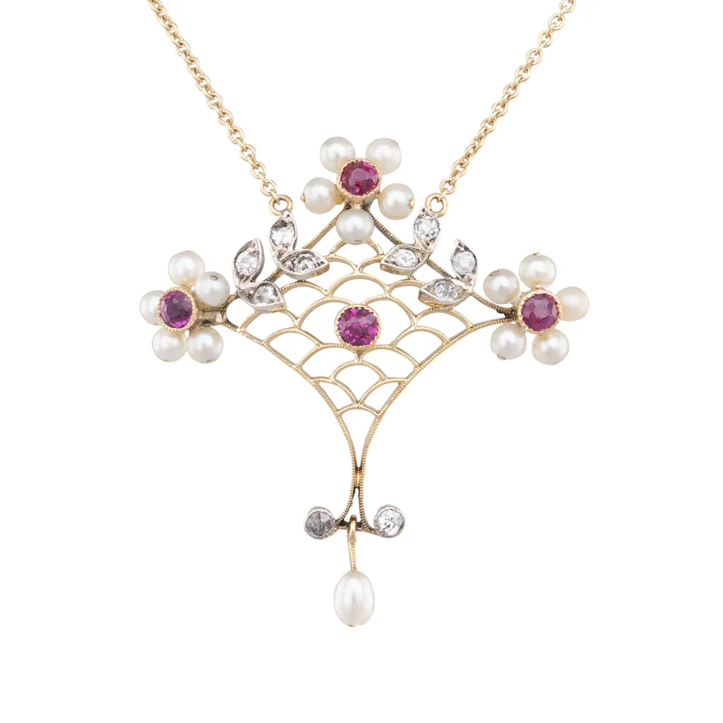 Ruby, Pearl & Diamond Pendant