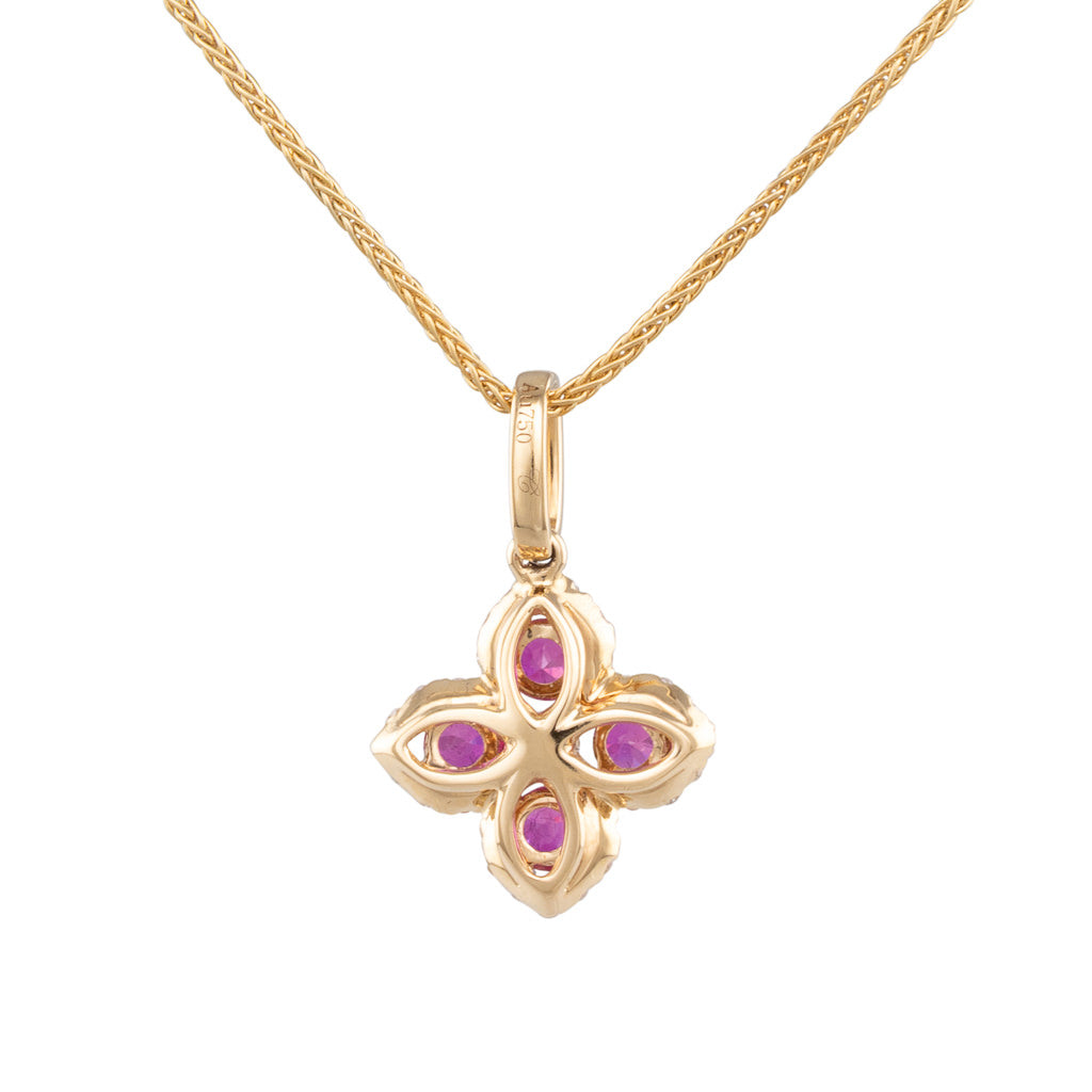 Ruby & Diamond Flower Pendant