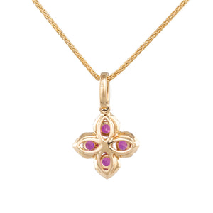 Ruby & Diamond Flower Pendant