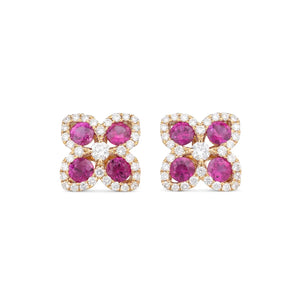 Ruby Flower Studs