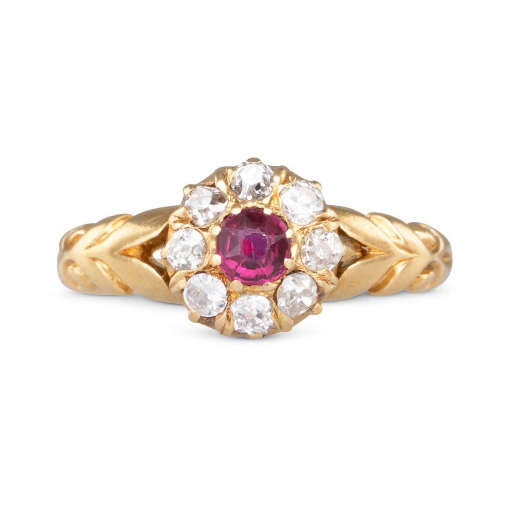 Antique Ruby Cluster Ring