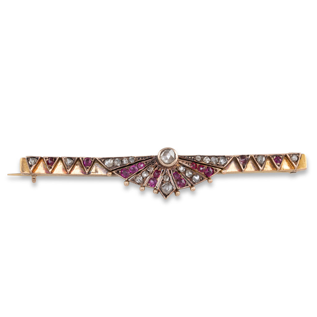 Ruby and Diamond Bar Brooch