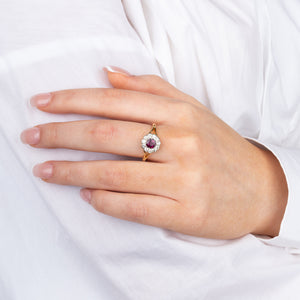 Ruby and Diamond Cluster Ring